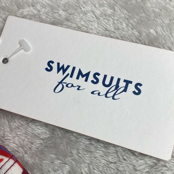 NWT SWIMSUITS FOR ALL 14 Red / Blue Floral 2 Piece Swimsuit - Picture 5 of 12